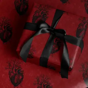 Anatomical Heart Gothic Wrapping Paper, Valentine Birthday Gift Wrap, Anniversary Packaging, Dark Romantic Gift Wrap