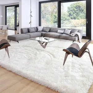 Soft Indoor Large Shaggy Rug for Livingroom Bedroom Dorm Kids Room Home Decorative, Non-Slip Plush Furry Fur Area Rugs Comfy Nursery Carpet 8x10 Feet, Ivory