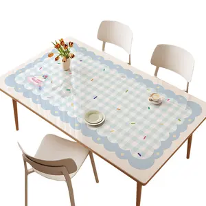 Fresh Simple PVC Table Mat Waterproof Oil Proof Easy Clean Checkered Tablecloth Light Luxury High End Coffee Table Surface Protector