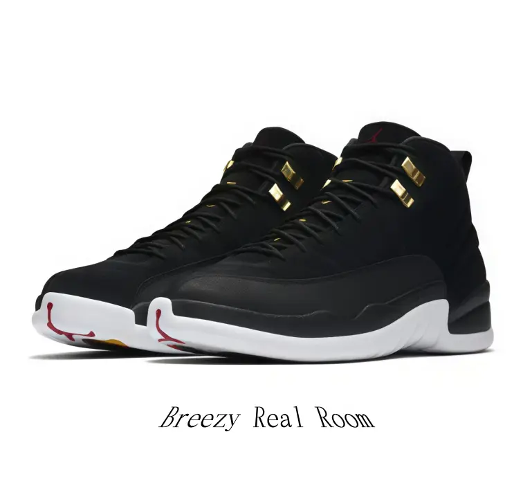 Black Leather Performance Sneakers with White Midsole & Gold Hardware | Durable High-Top Shoes for Basketball & Casual Wear
