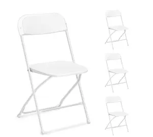 4 Pack Portable Plastic Folding Chairs, Stackable Chairs for Events Office Wedding Party, Heavy Duty Steel Frame, Weight Capacity 350 LBS, White