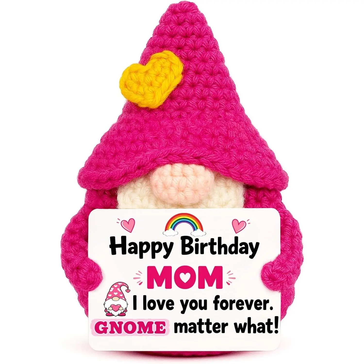 Mom Birthday Gnome Gifts - Funny Birthday Gifts for Mom | Cute Handmade Crochet Gnomes from Daughter Son, Presents for Mother Moms Mommy Happy Bday I Love You Gift