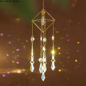 Horticultural Crafts & Decor: Air Crystal Wind Chime Hanging Chain — AB-Coated Crystal Lighting Sphere Pendant & Hanging Ornament