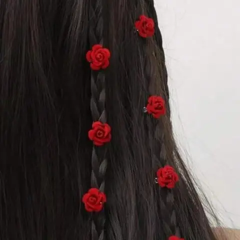 10pcs Women's Cute Mini Rose Shaped Hair Clips, Flower Hair Clip, 2024 Trendy Elegant Hair Clips for Hair Braids, Fashionable Hair Accessories for Daily Decoration, Decorative Hair Clips, Hair Clip Set