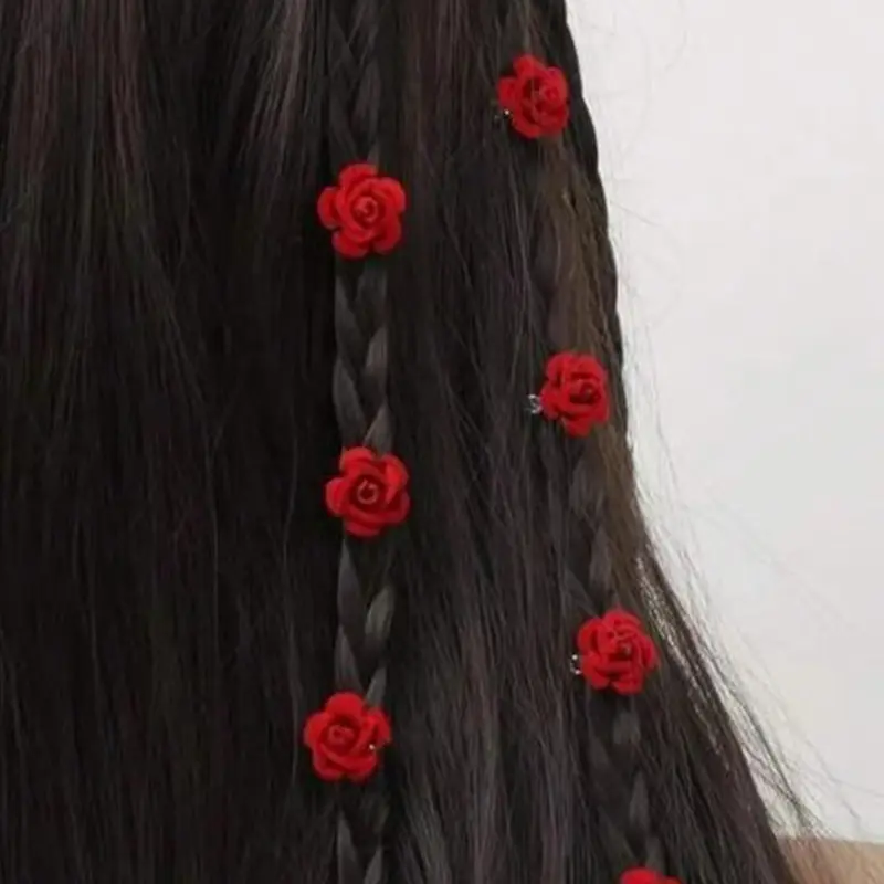 10pcs Women's Cute Mini Rose Shaped Hair Clips, Flower Hair Clip, 2024 Trendy Elegant Hair Clips for Hair Braids, Fashionable Hair Accessories for Daily Decoration, Decorative Hair Clips, Hair Clip Set