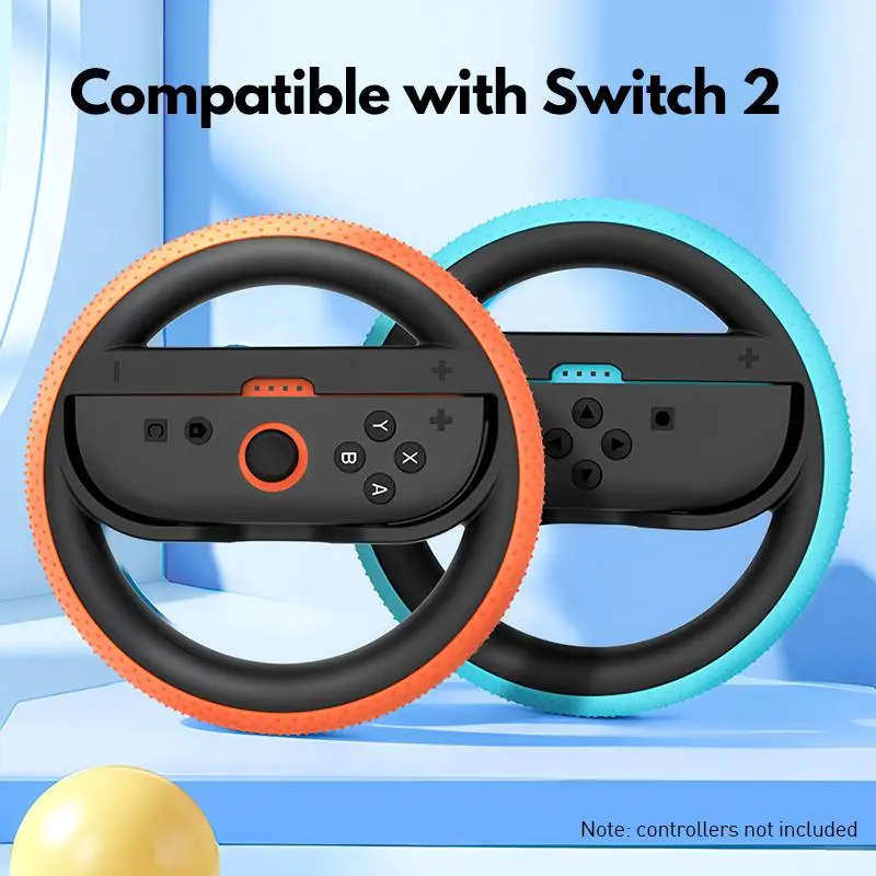 2-Pack Nintendo Switch 2 Racing Wheel Console Accessories for Mario Kart 8 Deluxe, Non-Electronic Design with Non-Slip Grip, Perfect for Racing Games and Parties
