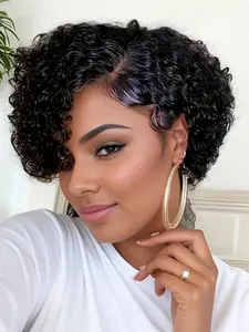 Pixie Cut Wig Short Curly Adjustable Human Hair Wigs Human Hair Wig 13x4x1 Transparent Lace Wig For Women Deep Wave Human Wig
