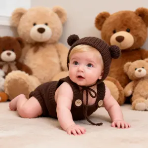 Handmade Knitted Set for Newborns, Adorable Photography, Two-Piece Baby Photo Props, Cute Infant Clothing, Newborn Gift Set, Outfit
