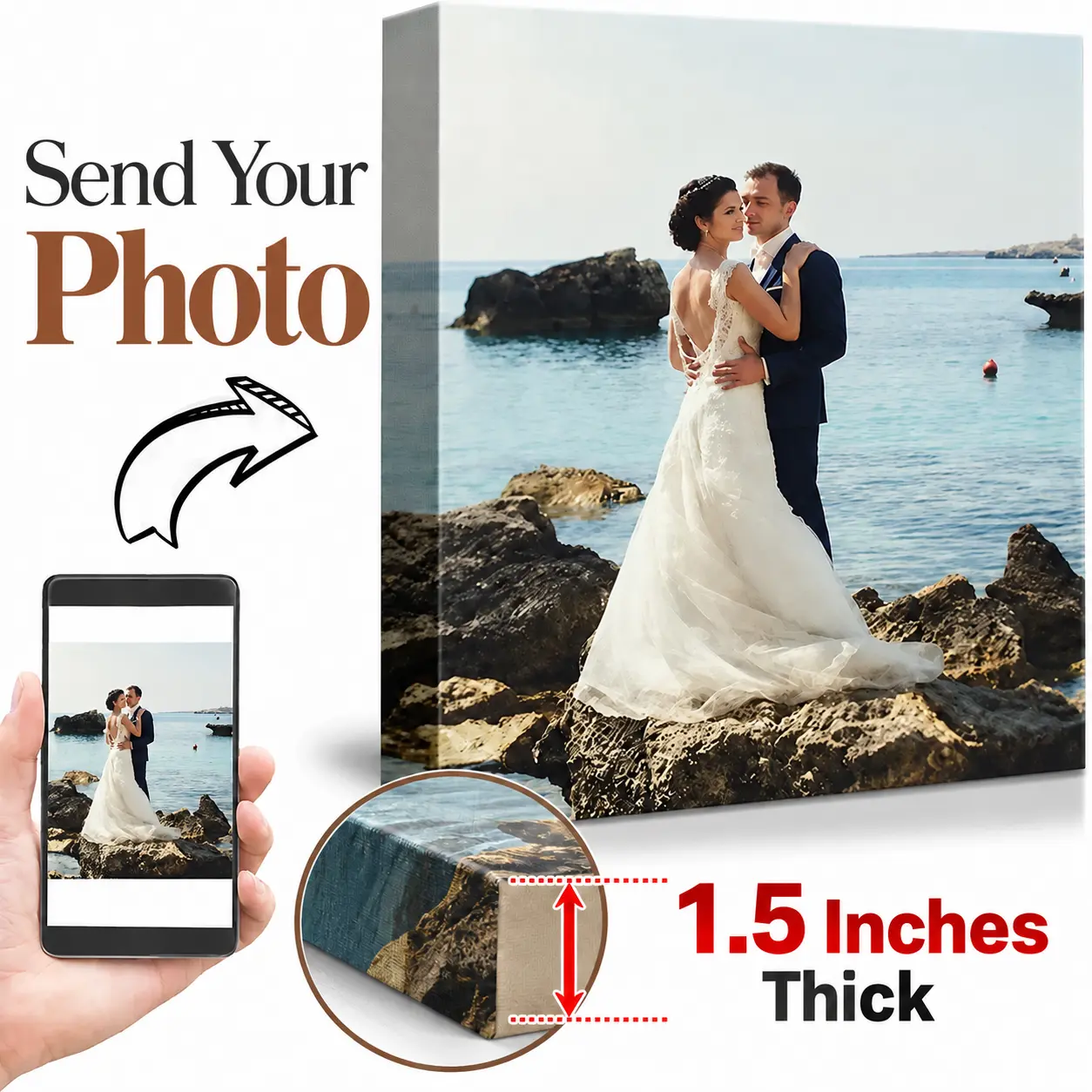 1.5" Thick Wood Frame Custom Photo to Canvas Wall Art | Home Decor Living Room Bedroom Wedding Anniversary Gift | High Res Digital Print Ready to Hang| Fast US Shipping  | Personalized Wall Art Decor Gift