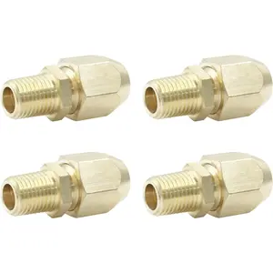 4PCS Air Hose Repair Kit, 3/8-Inch ID Hose, 1/4-Inch NPT Rigid Air Hose Fittings, Solid Brass Reusable Air Hose Splicer, Replacement Hose Fittings