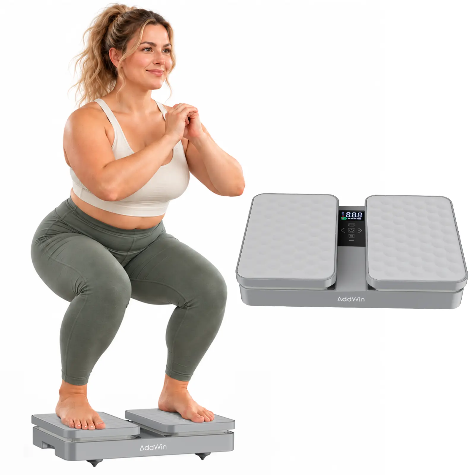 AddWin VP10 Vibration Plate Exercise Machine 330 lb Capacity, Portable Home Workout Platform with Remote Control, 6 Modes, 4 Intensity Levels, Rechargeable Battery