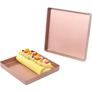 Non-Stick Square Baking Pan, Carbon Steel Cake Pan/Baking Sheet Pan/Square Cookie Sheet, For Roasting Cakes, Bread, Meat, Pizzas, Pastries, and (11,22" x 11,22" x 1,38", )