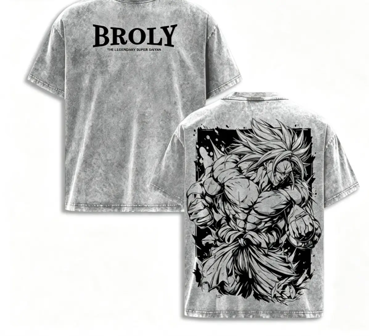 Broly The Legendary Super Saiyan Anime Shirt Vintage Washed Retro Graphic Powerful Rage Form Massive Muscle Warrior Streetwear Limited Collection short-sleeve round neck casual t-shirt loose fit crewneck wash loose fit vintage cotton favorite shirt tee
