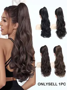 KAIRIYA 24 Inch Long Wavy Synthetic Ponytail Extension with Claw Clip – Natural Fluffy Hairpiece for Women, Easy Clip-In Hair Extension for Voluminous Styles, Synthetic Hairpieces