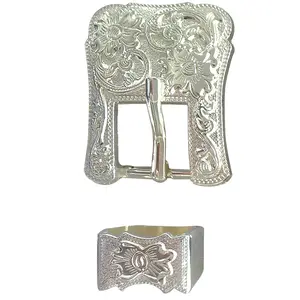 HILASON Western Screw Back Concho Buckle Horse Saddle Bridle Silver Floral 3/4 In | Belt Slotted Conchos