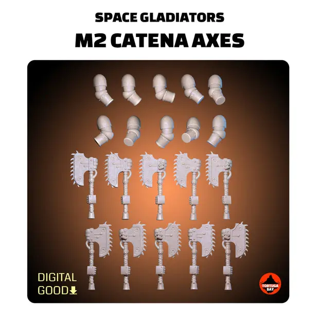 M2 Catena Chain Axes | Galaxy Marines Bits (5) - MKII Battle Brothers - Tortugabay - 3D Printed Mini Marines