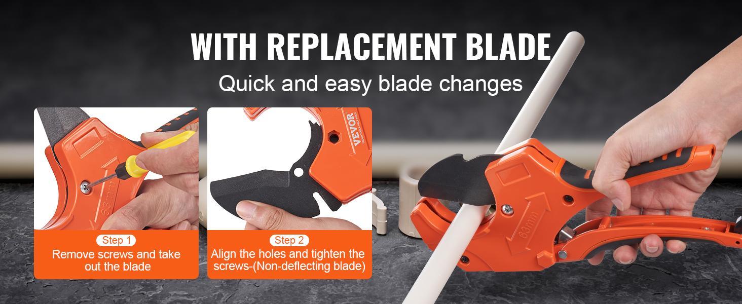 VEVOR PVC Pipe Cutter, TikTokShopBlackFriday, 0-2-1/2" O.D. Ratcheting PVC Pipe Cutter, Heavy Duty Tube Cutting Tool with Spare SK5 Blade for PVC, CPVC, PP-R, PEX, PE, Rubber Hoses VEVOR PVC Pipe Cutter, TikTokShopBlackFriday, 0-2-1/2" O.D. Ratcheting PVC Pipe Cutter, Heavy Duty Tube Cutting Tool with Spare SK5 Blade for PVC, CPVC, PP-R, PEX, PE, Rubber Hoses