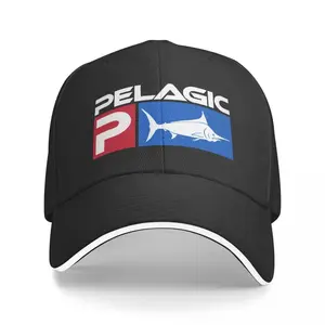 Pelagic Marine Adjustable Baseball Cap- Fishing Dad Hat with Shark Design, Black, Lightweight& Breathable Polyester Outdoor Sports, and Fishing, Fishing Hat