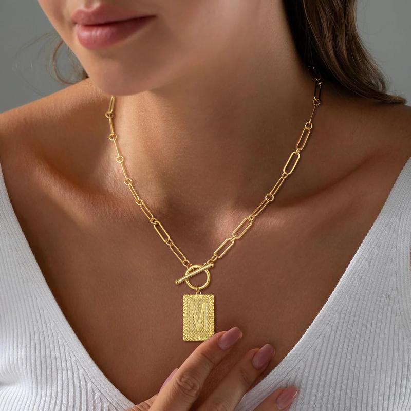 Tewiky Gold Initial Necklaces for Women, Toggle Clasp Square Letter Pendant Necklace Trendy Gold Dainty Paperclip Chain Necklaces for Women TikTokShopBlackFriday Jewelry Gifts Tewiky Gold Initial Necklaces for Women, Toggle Clasp Square Letter Pendant Necklace Trendy Gold Dainty Paperclip Chain Necklaces for Women TikTokShopBlackFriday Jewelry Gifts