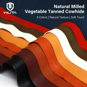 WUTA Waxed Bull Vegetable Tanned Cowhide Leather - 12 Color Options Full Grain 5.5-7.5oz for Carving Embossing Weather Resistant DIY Craft Projects Natural Milled Vegetable Tanned Soft Touch