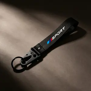 Nylon Car Keychain Lanyard with Metal Keyring, Durable Hanging Strap for Bmw Models, Ideal Accessory for Secure Key Storage