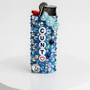 Blue Bling Rhinestone Lighter with Bow – Bold & Sparkly Statement Gift