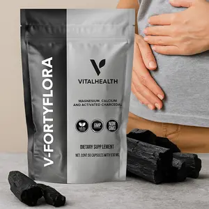VitalHealth V-Fortiflora Natural Capsules with Magnesium Calcium Lysine & Activated Carbon Gluten-Free 60 Capsules 500mg Dietary Supplement for Easy Consumption - Healthcare