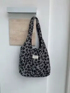Autumn/winter new leopard print plush bag, fashionable and casual shoulder bag, women's daily commuting bag