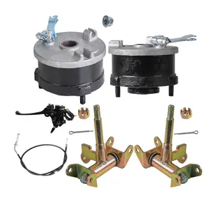 Go Kart Kit Drum Brake Front Wheel Hubs 3 Stud with Left Right Steering Knuckle Spindles Brake Lever Brake Cable for ATV UTV Buggy Golf Cart Quad Moped 4 Wheeler Tricycle Drift Trike Mini Bike Rebuild