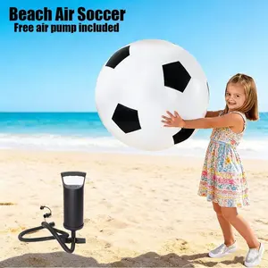 1 Pack Inflatable Beach Soccer Ball | Classic Black & White Sport Style Waterproof Soft PVC Quick-Inflate Anti-Leak Design | For Beach Game Pool Play Parent-Child Interactive Lawn Outdoor Summer Party(free air pump included)