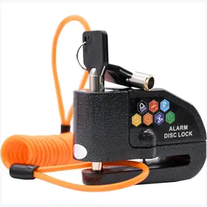 Alarm Disc Lock Set, Brake Lock, Anti-Theft Waterproof 110 dB 7mm Pin 5ft Reminder Cable for Motorcycles Bike Scooter Carry Pouch (1pcs Black)