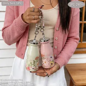 280ML Stainless Steel Insulated Milk Bottle, Portable Handle Cup, Vacuum Insulated Cups, Ideal for Travel, Home, Office, Gym, Perfect Gift for Father's Day, Mother's Day