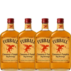 Furball Dog Whiskey Miniatures 4-Pack 100ml Pumpkin Infused Non-Alcoholic Beverage for Dog Celebrations Safe & Dog Friendly