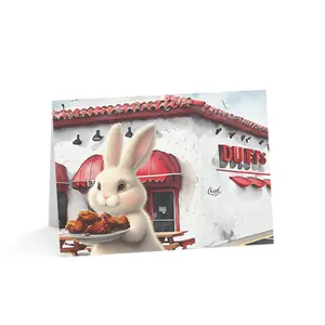 Easter Bunny Getting Wings at Duff's Buffalo Easter Greeting Card