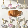 Women's Artificial Zircon Belly Button Ring Set, 8 Pieces Butterfly and Heart Design Belly Rings, Party Jewelry, Body Piercing Accessories, Navel Ring
