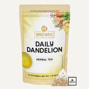 BREWIX, Dandelion Root Detox Tea (25 Pyramid Tea Bags) Caffeine-Free Herbal Blend with Ginger, Tulsi & Turmeric | Supports Liver Health & Gentle Cleanse | Natural & Refreshing | Direct from Source