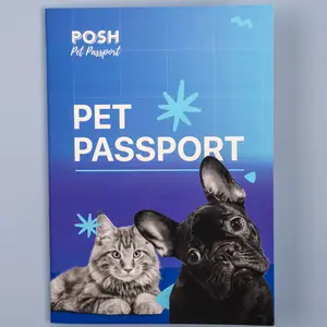 Posh Pet Passport - Pink or Blue 7x5 Planner for Dogs & Cats Health Records, Vaccinations, Vet Visits, Travel, and Parasite Prevention
