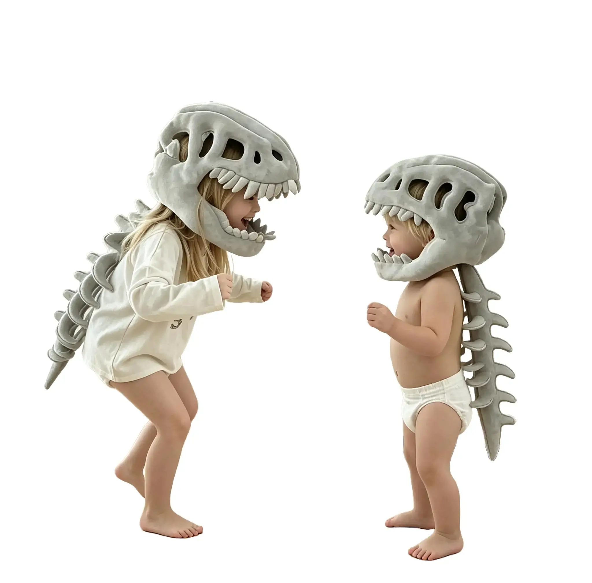 Halloween Dinosaur Skeleton Costume Headpiece, Dinosaur Skeleton Hat, Soft Plush Dino Bone Hat, Novelty Cosplay Prop for Theme Parties, Fun Gag Gift for Kids, Adults & Family Gatherings, Halloween Dress-Up Accessory, Halloween Costume
