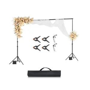 VEVOR Backdrop Stand, 10x 10 ft Adjustable Photo Backdrop Stand Kit, Portable Background Backdrop Stand with 4 Crossbars, Heavy Duty Projector Screen Stand, for Wedding, Photo Video Studio Party