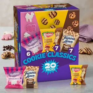 Assorted Cookie Classics Variety Pack - Mother’s Circus, Keebler Fudge Stripes & Famous Amos, 20 Pouch Box, 20 oz