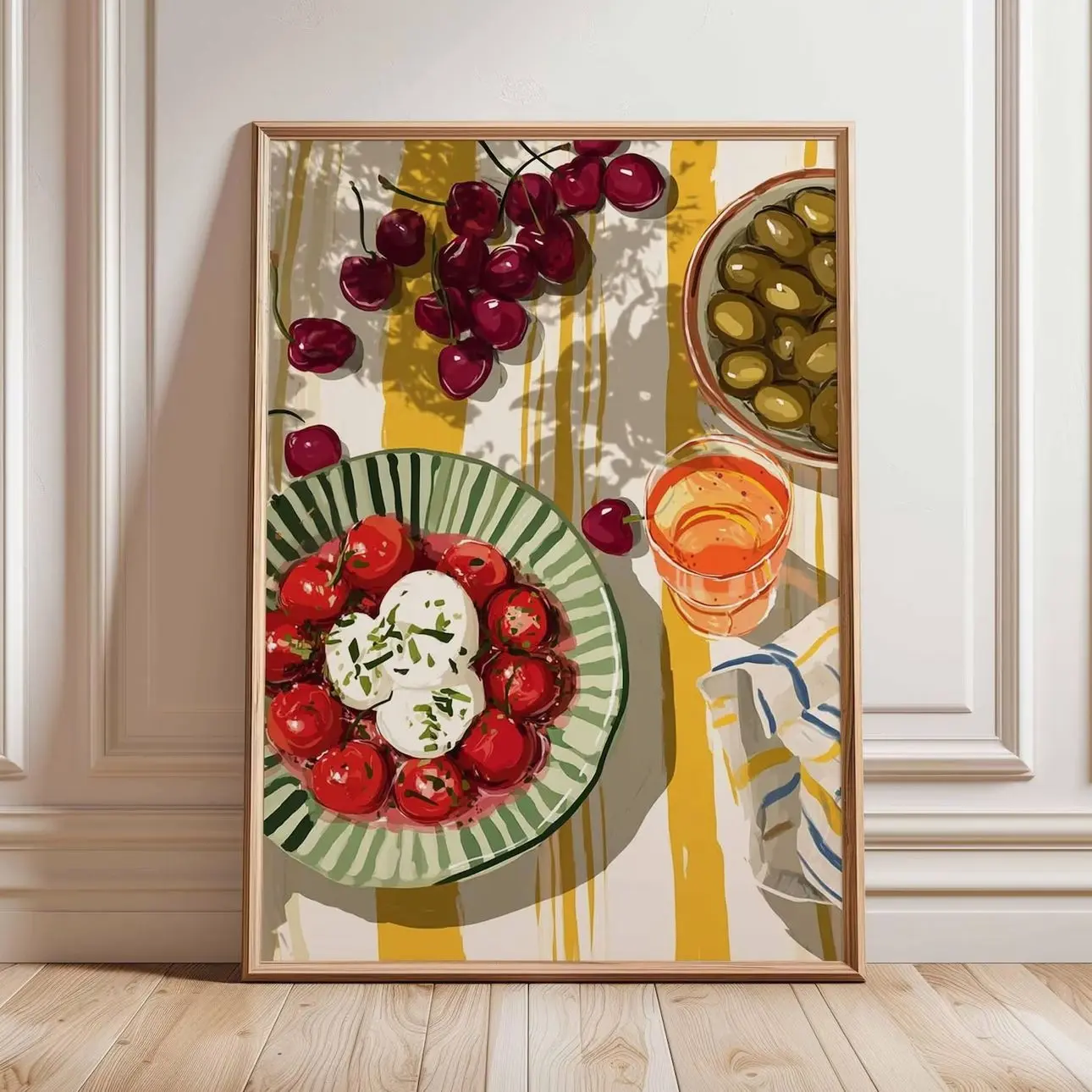 Mediterranean Kitchen Wall Art Food Still Life Poster Rustic Dining Decor S