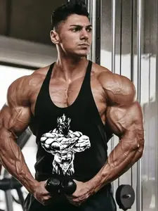 Men's Crown Muscle Beast Thin Strap Vest, Quick-Dry Gym Training Top, Sporty Loose-Fitting Graphic Muscle Shirt, Gymwear