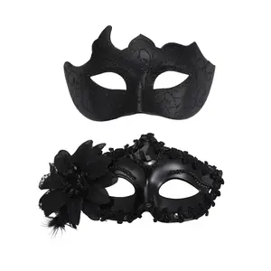 Masquerade Mask for Couples: Black Half Face Venetian Carnival Mardi Gras Party Men Women Prom Cosplay Ball Masks