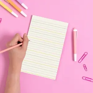 Colorful Lined Notepad - Aesthetic Stationary with Colorful Stripes, 50 Sheet Notepad for Office and Memo Writing