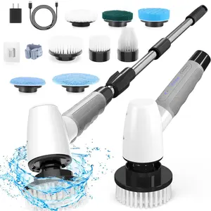 Cordless Electric Spin Scrubber, 400 RPM Deep Cleaning Spinning Brush for Home, 90 Minute Battery Life, 8 Different Brush Heads, 3 Adjustable Lengths, 2 Adjustable Speeds, Perfect for Sanitizing the Bathroom, Bathtub, Shower, Glass Surfaces, Windows, Cars