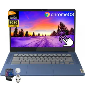 Lenovo 2026 Slim 3 14" FHD Touchscreen Chromebook | 8-Core MediaTek 520, Up to 16GB RAM, 64GB eMMC+128GB Micro SD, 13.5H Battery, WiFi 6, Chrome OS, Student Business Laptop with Bundle Accessory