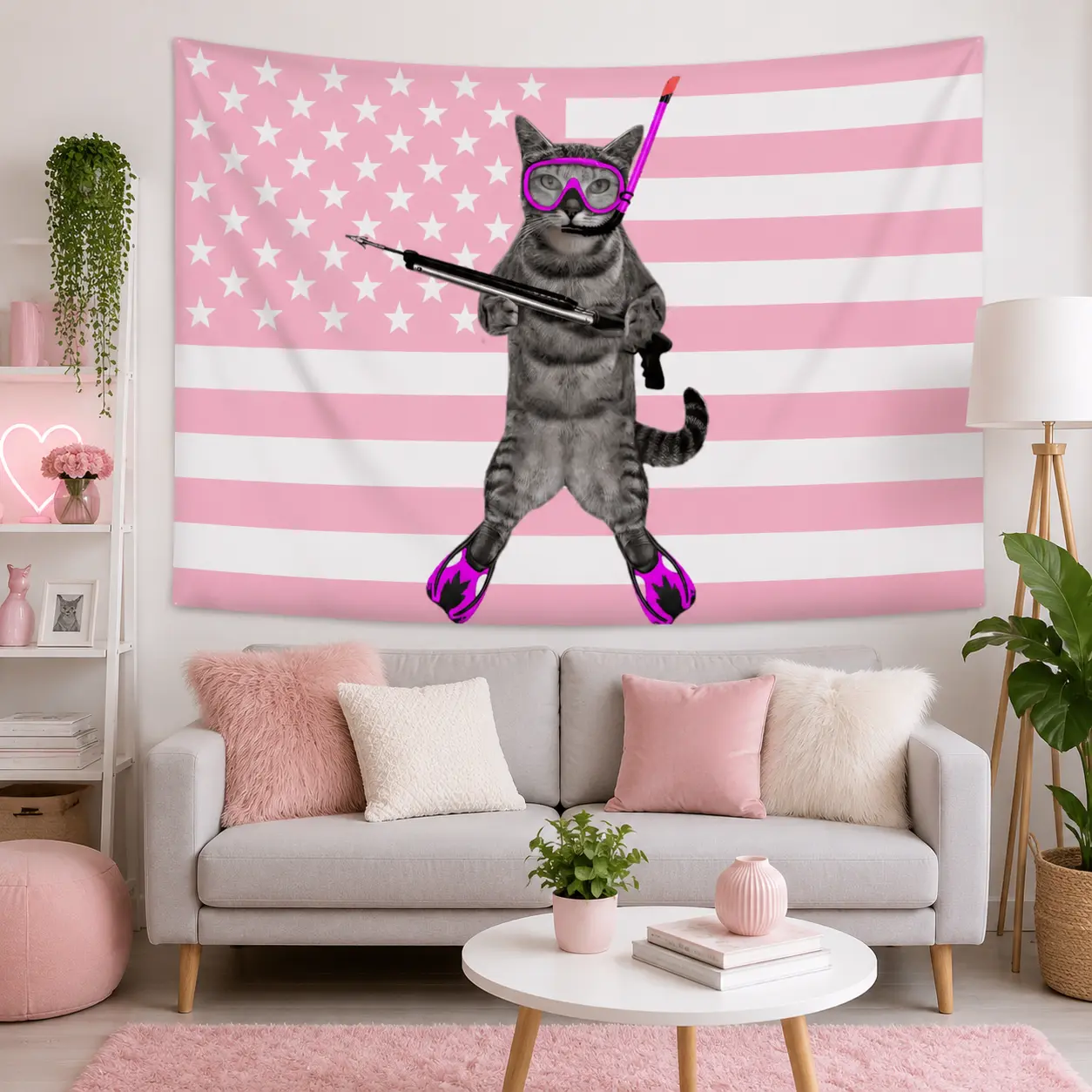 Funny Meme Cat Interesting Printed Tapestry, Modern Style Square Decorative Tapestry Suitable for Living Room And Bedroom Decoration