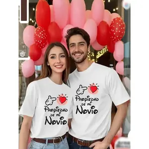 1pc Spanish Couple T-Shirts Suitable for Wedding Engagement Gift - ized "Propose to Me/My Boyfriend/Girlfriend" Spanish Phrases, Matching Matching Outfits, Casual Round Neck Short Sleeve His & Hers Tees Sold Separately (Single)