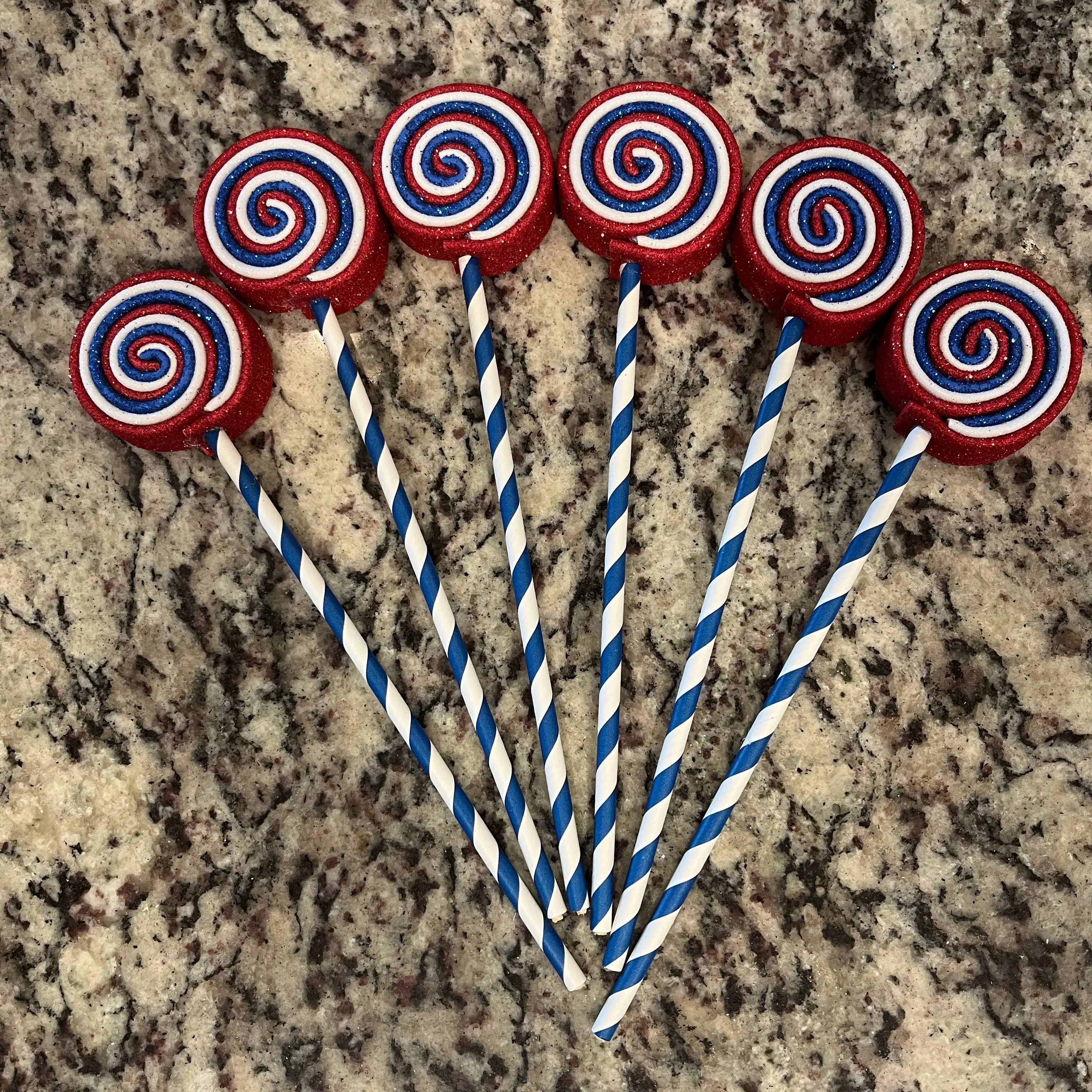 Red White Blue MINI Foam Lollipops (6)