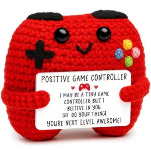 Positive Crochet Controller Gifts for Christmas, Gamer Gifts for Men Teenage Boys, Handmade Gamer Game Controller for Son Brother, Emotional Inspirational Support Crochet Décor, Christmas Stocking Stuffing Gifts, Handmade Crochet Figure